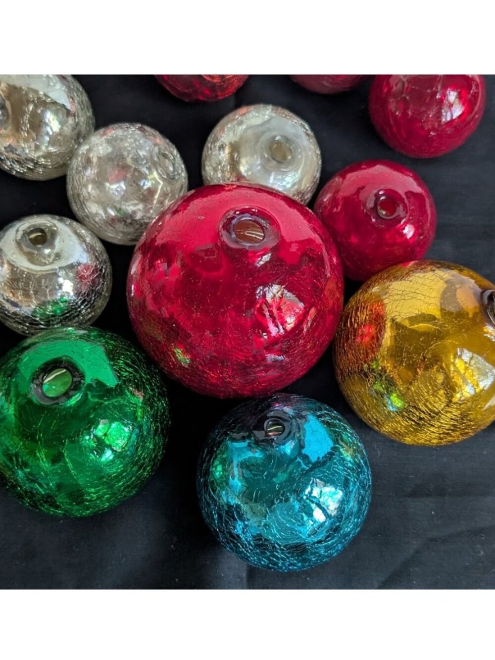 Vtg Handblown Colorful Crackle Mercury Glass Balls Table Centerpiece Decor -Each